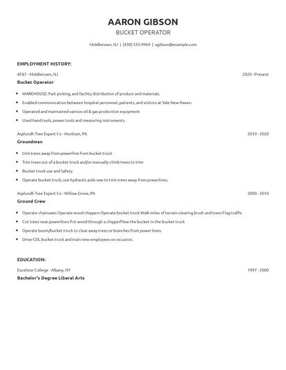 Bucket Operator Resume