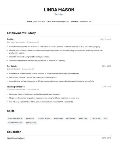 Builder Resume