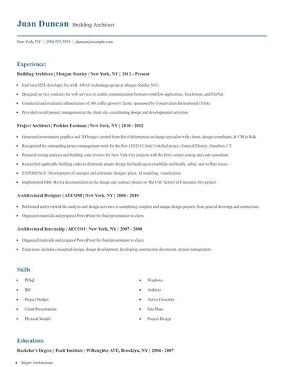Building Architect Resume