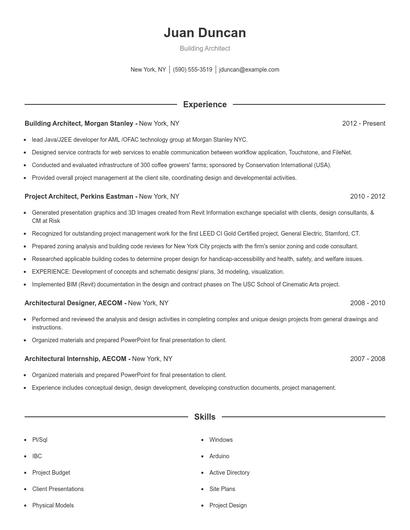 Building Architect Resume