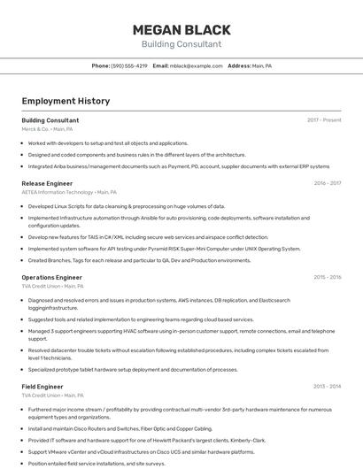 Building Consultant Resume