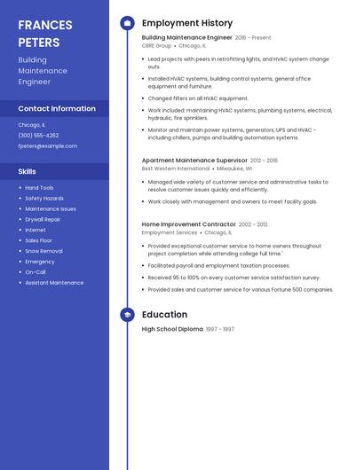 Building Maintenance Engineer Resume