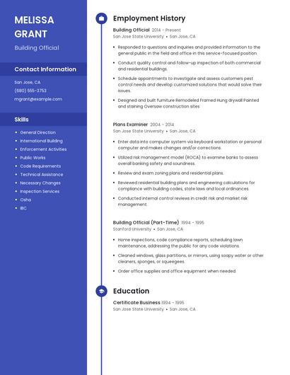 Building Official Resume