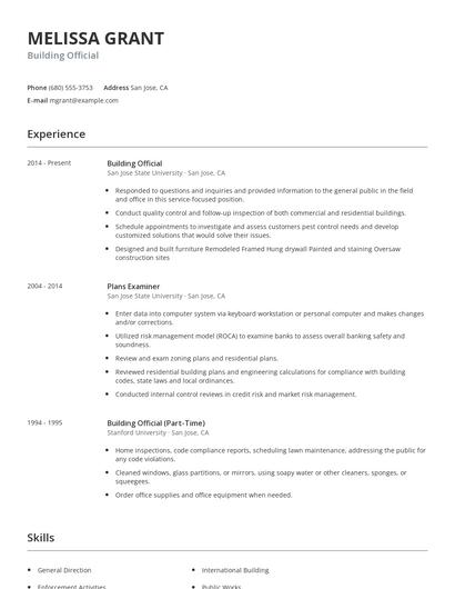 Building Official Resume