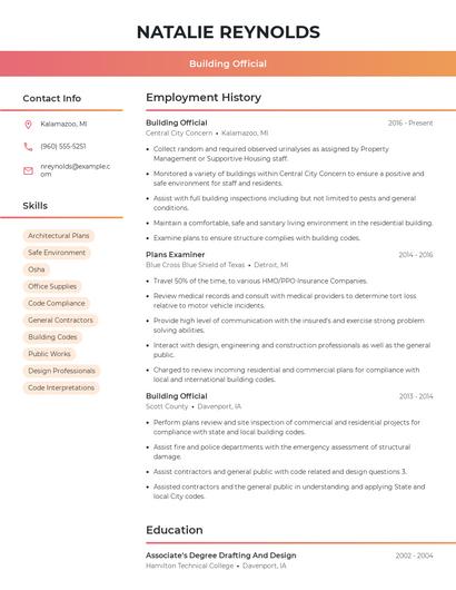 Building Official Resume