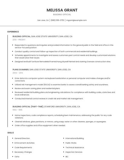 Building Official Resume