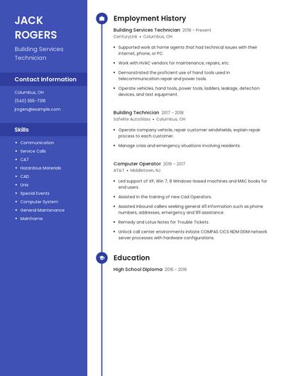 Building Services Technician Resume