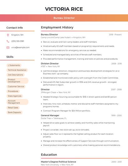 Bureau Director Resume