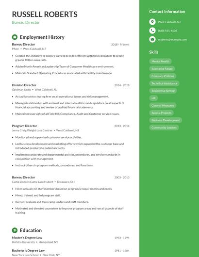 Bureau Director Resume