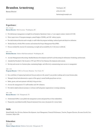 Bureau Director Resume