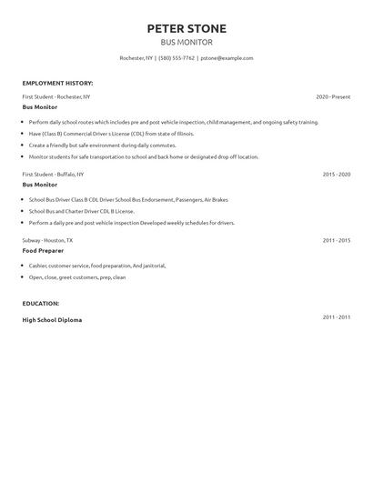 Bus Monitor Resume