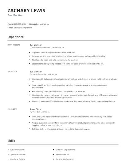 Bus Monitor Resume