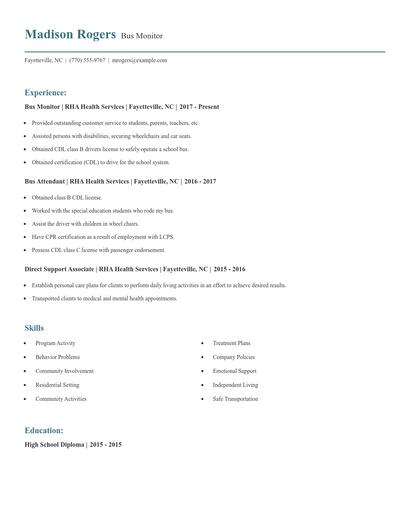 Bus Monitor Resume