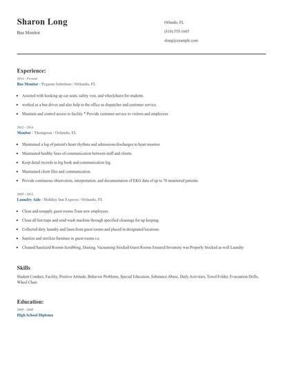 Bus Monitor Resume