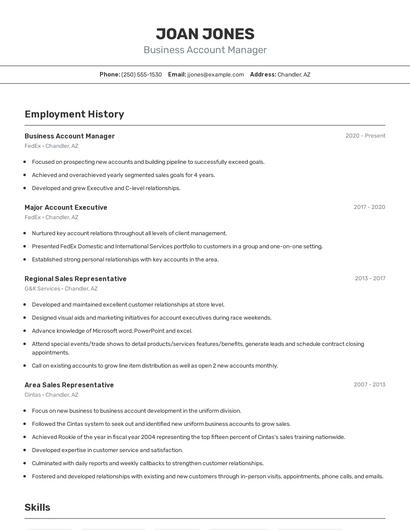 Business Account Manager Resume
