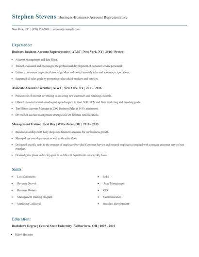 Business-Business-Account Representative Resume