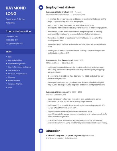 Business & Data Analyst Resume
