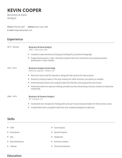 Business & Data Analyst Resume