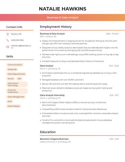 Business & Data Analyst Resume