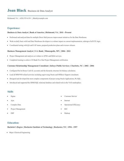 Business & Data Analyst Resume
