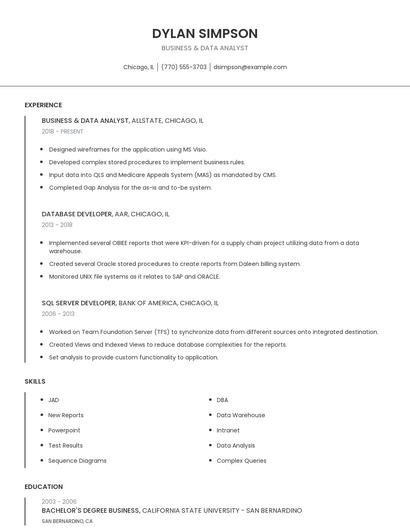 Business & Data Analyst Resume