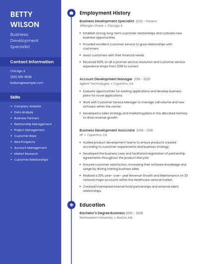 Business Development Specialist Resume