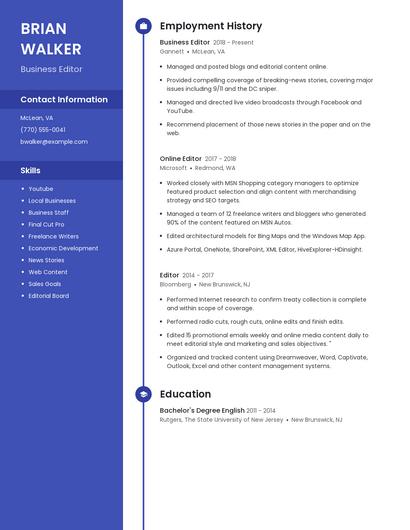 Business Editor Resume