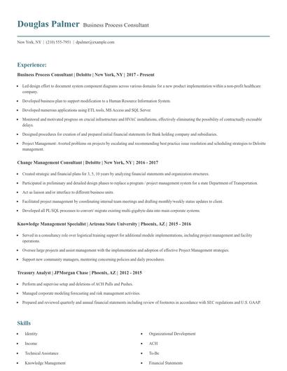 Business Process Consultant Resume