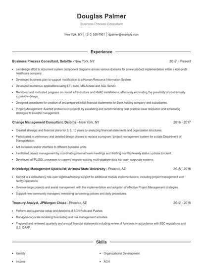Business Process Consultant Resume