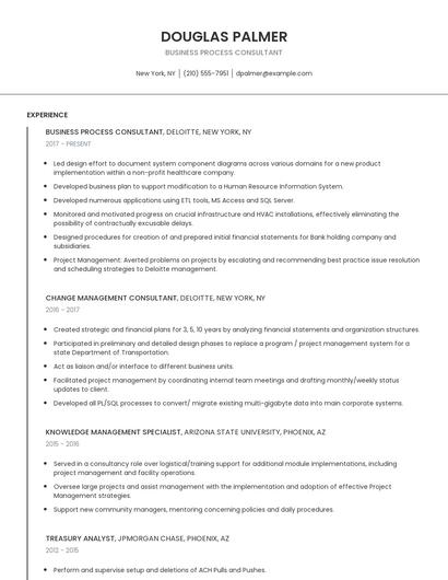 Business Process Consultant Resume