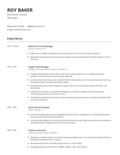 Business Process Manager Resume