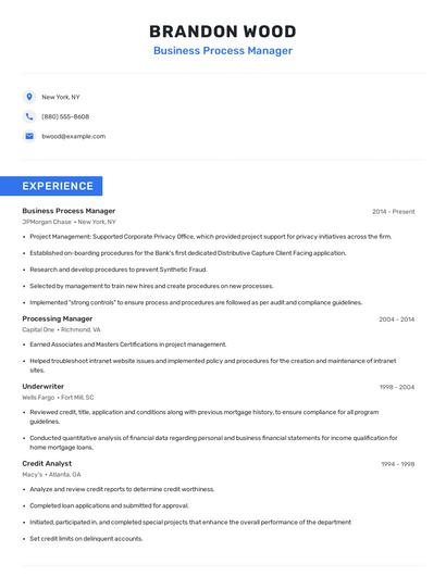 Business Process Manager Resume