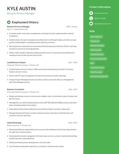 Business Process Manager Resume