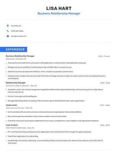 Business Relationship Manager Resume