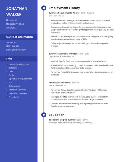 Business Requirements Analyst Resume