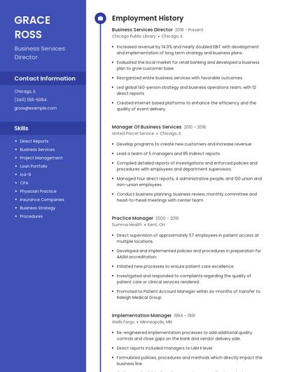 Business Services Director Resume