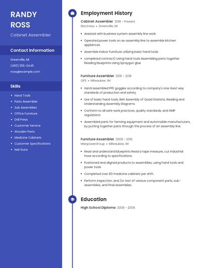 Cabinet Assembler Resume