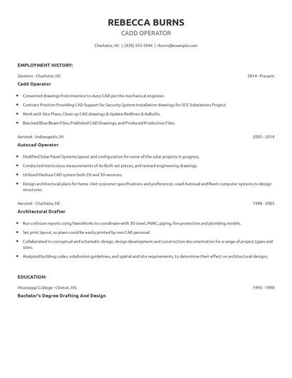 Cadd Operator Resume