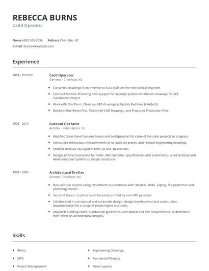 Cadd Operator Resume