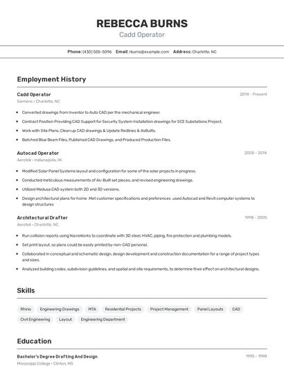 Cadd Operator Resume