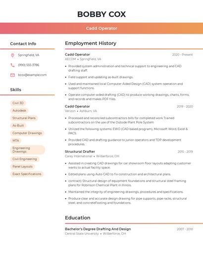 Cadd Operator Resume