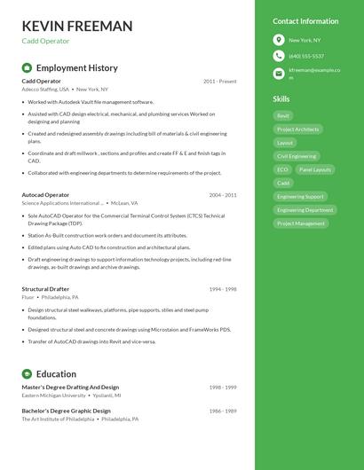 Cadd Operator Resume