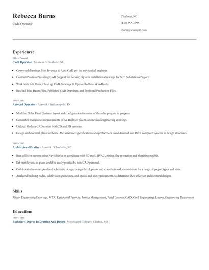 Cadd Operator Resume