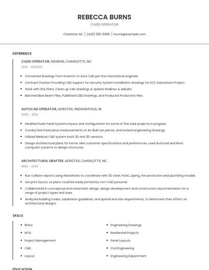 Cadd Operator Resume