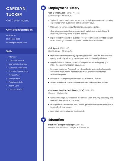 Call Center Agent Resume