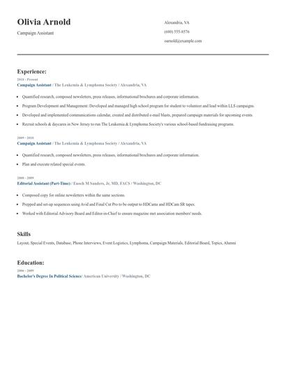 Campaign Assistant Resume