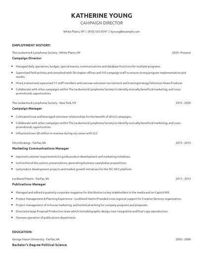 Campaign Director Resume