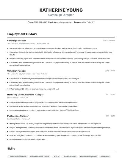 Campaign Director Resume