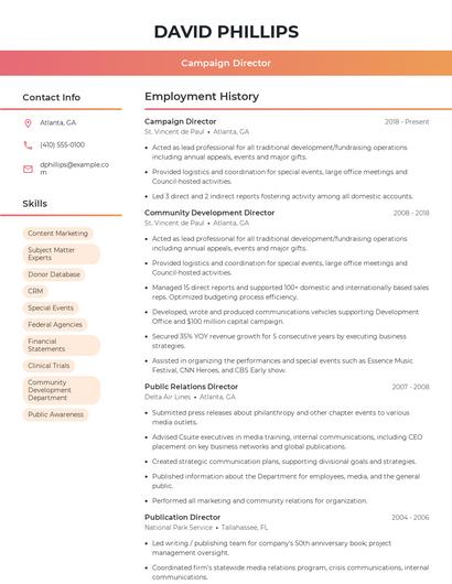 Campaign Director Resume