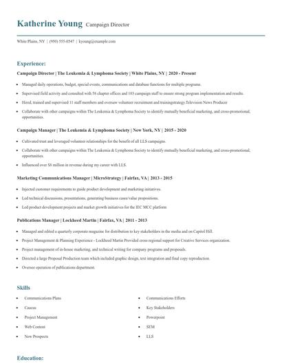 Campaign Director Resume
